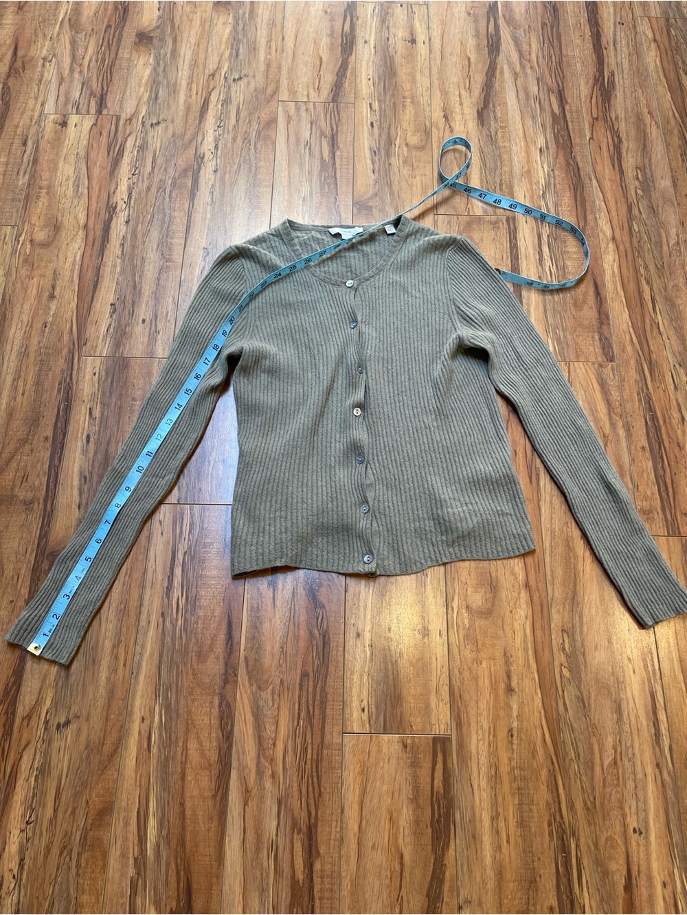 Vince Artichoke Ribbed Cashmere Silk Cardigan Green Size L - Picture 12 of 15